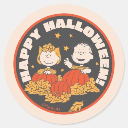 Peanuts Happy Halloween Sally Linus Classic Round Sticker