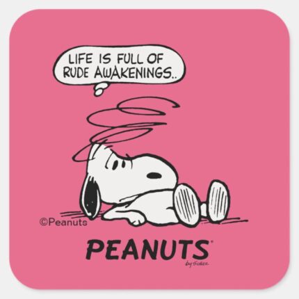 Peanuts Life Is Full Of Rude Awakenings Square Sticker
