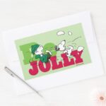 Peanuts Linus Snoopy Be Jolly Rectangular Sticker