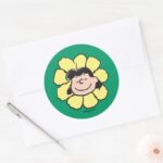 Peanuts Lucy Flower Classic Round Sticker