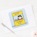 Peanuts Lucy The Doctor Is In Square Sticker
