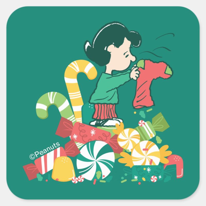 Peanuts Lucy The More The Merrier Square Sticker