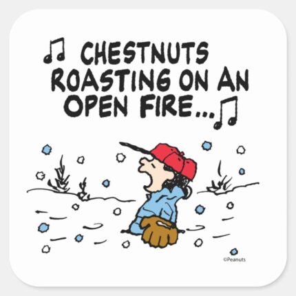Peanuts Lucys Chestnuts Roasting Square Sticker