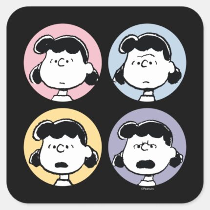 Peanuts Lucys Faces Square Sticker