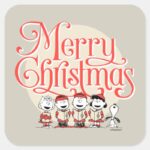 Peanuts Merry Christmas Holiday Choir Square Sticker
