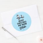 Peanuts Merry Christmas Snoopy Charlie Brown Classic Round Sticker