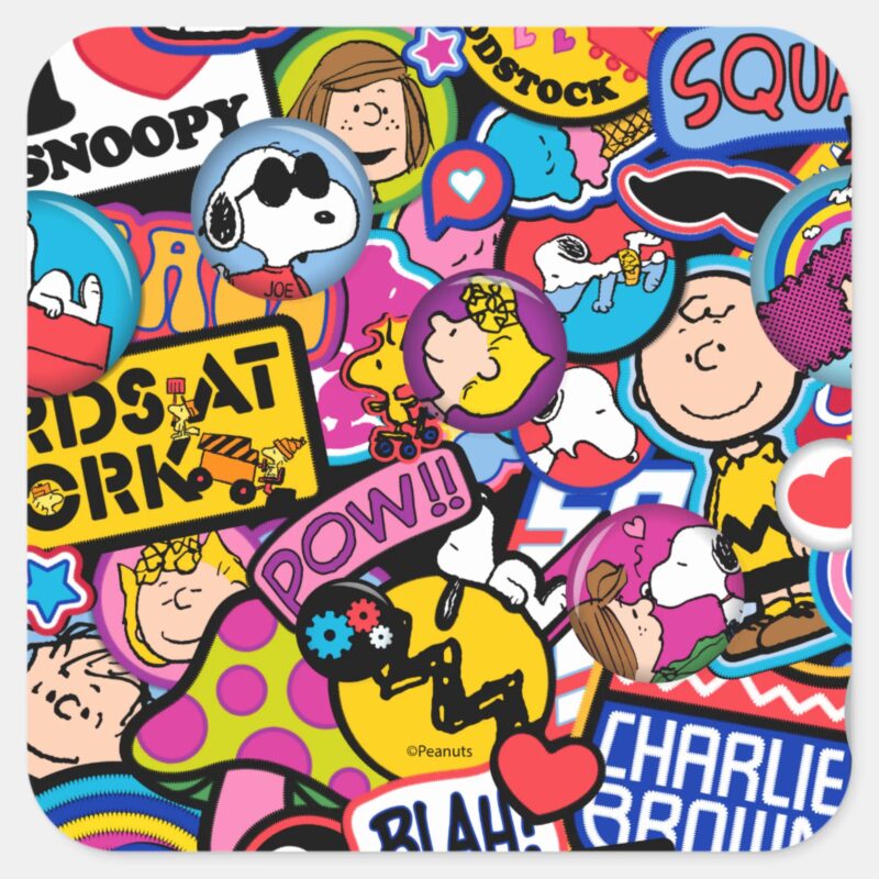 Peanuts Mixtape Patch Pattern Square Sticker