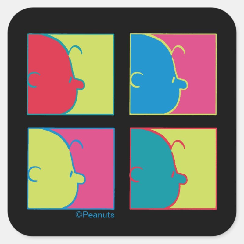 Peanuts Modern Pop Art Charlie Brown Square Sticker