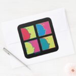 Peanuts Modern Pop Art Charlie Brown Square Sticker