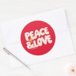 Peanuts Peace Love Woodstock Classic Round Sticker