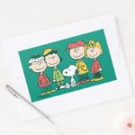 Peanuts Peppermint Christmas Tree Rectangular Sticker