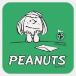 Peanuts Peppermint Patty Thoughts Square Sticker