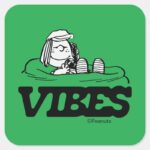 Peanuts Peppermint Patty Vibes Square Sticker