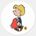 Peanuts Schroeder Traveling Piano Classic Round Sticker