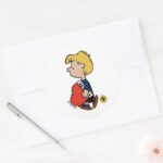 Peanuts Schroeder Traveling Piano Classic Round Sticker