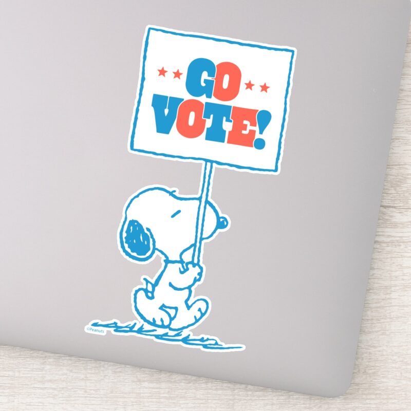 Peanuts Snoopy Go Vote Sign Sticker