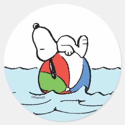 Peanuts Snoopy Beach Ball Beach Classic Round Sticker