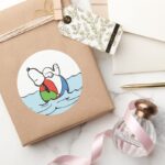 Peanuts Snoopy Beach Ball Beach Classic Round Sticker