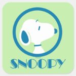 Peanuts Snoopy Blue Deco Dreams Square Sticker