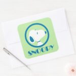Peanuts Snoopy Blue Deco Dreams Square Sticker