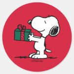 Peanuts Snoopy Christmas Gift Giver Classic Round Sticker