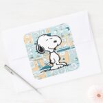 Peanuts Snoopy Comic Pattern Square Sticker