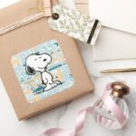 Peanuts Snoopy Comic Pattern Square Sticker