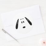 Peanuts Snoopy Face Classic Round Sticker