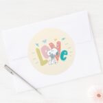 Peanuts Snoopy Flower Love Classic Round Sticker