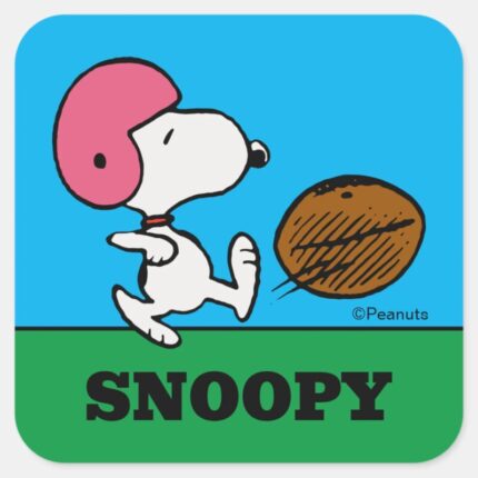 Peanuts Snoopy Football Kicker Square Sticker