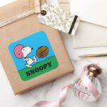 Peanuts Snoopy Football Kicker Square Sticker