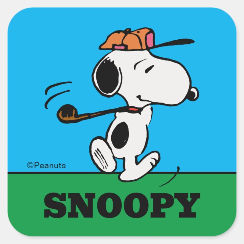 Peanuts Snoopy Golf Swing Square Sticker