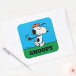 Peanuts Snoopy Golf Swing Square Sticker