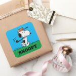 Peanuts Snoopy Golf Swing Square Sticker