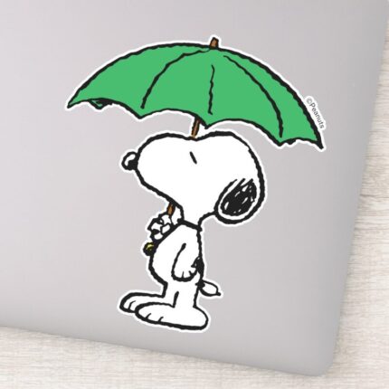 Peanuts Snoopy Green Umbrella Sticker