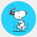 Peanuts Snoopy Happy Dance Classic Round Sticker