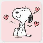 Peanuts Snoopy Hearts Square Sticker