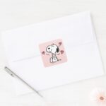 Peanuts Snoopy Hearts Square Sticker
