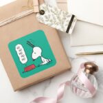 Peanuts Snoopy Ho Ho Ho Food Dish Square Sticker