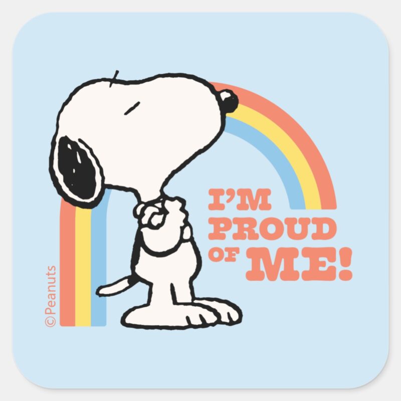 Peanuts Snoopy Im Proud Of Me Square Sticker