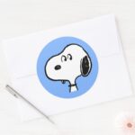 Peanuts Snoopy Looks Classic Round Sticker