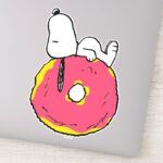 Peanuts Snoopy Pink Donut Sticker
