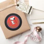 Peanuts Snoopy Raw Strength Courage Badge Classic Round Sticker
