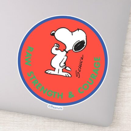 Peanuts Snoopy Raw Strength Courage Badge Sticker
