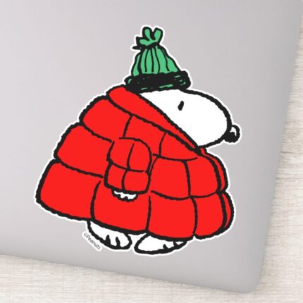 Peanuts Snoopy Red Puffer Jacket Sticker