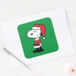Peanuts Snoopy Santa Claus Square Sticker