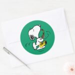 Peanuts Snoopy Saxophone Player Classic Round Sticker