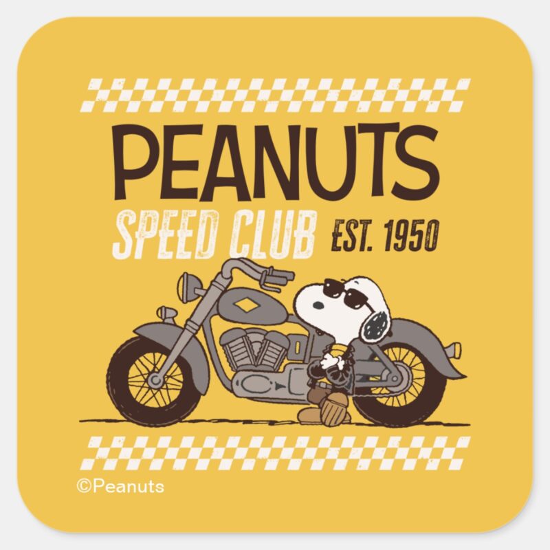 Peanuts Snoopy Speed Club Square Sticker