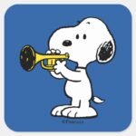 Peanuts Snoopy Trumpet Player Square Sticker