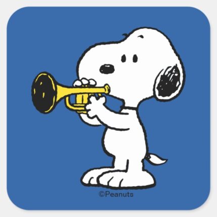 Peanuts Snoopy Trumpet Player Square Sticker